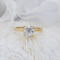 Bague de fiançailles Paston personnalisée en argent 925 avec moissanite taille coussin 6,5x6,5mm 1,5 carat D VVS pour femme