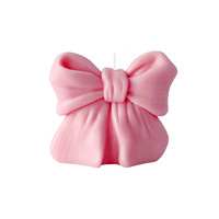 Bougie parfumée en cire de soja en forme de grand nœud 3D, avec logo personnalisé, rose et blanc, pour mariage, demoiselle d'honneur, anniversaire - Vente en gros