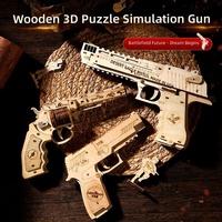 Pistol Karet Kayu Desert Eagle Model Puzzle 3D Rakitan Balok Kayu Mainan Edukatif Mirip dengan Game CSgo