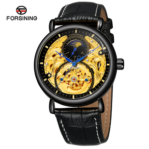Montre automatique squelette élégante pour homme, neuve d'usine, mouvement Shanghai, bracelet 24 mm, cadran analogique, alarme, phase de lune personnalisée - Product Image 3