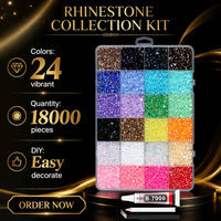 Kit professionnel portable de strass à dos plat et perles en résine 24/28 grilles pour nail art DIY, vente en gros en vrac pour la décoration des ongles