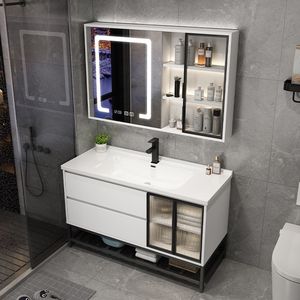 New smart washbasin integrated basin bathroom washbasin cabinet combination solid wood bathroom cabinet - Product Image 2