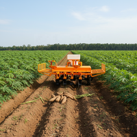 Machine à planter la canne à sucre et le manioc de type 2 rangs, entraînée par un tracteur 4 roues de 100 chevaux pour la plantation de graines de manioc