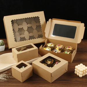 Pasteles de cartón ecológicos pasteles cupcakes pasteles Kraft Blanco marrón comida hornear macaron pastel cajas con ventanas - Product Image 5