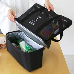 Saco De Praia Com Refrigerador Dupla Malha Saco De Praia Bolsos Travel Swim Tote Bolsa De Armazenamento De Praia Saco Packable for Travel Essentials - Product Image 3