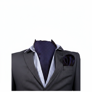 Ensemble de foulards Ascot en soie géométriques or et bleu marine Exve Exclusive, collection élégante de foulards pour hommes en provenance de Turquie - Product Image 2