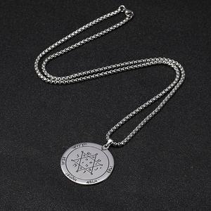 Pentáculo <span class=keywords><strong>de</strong></span> Júpiter <span class=keywords><strong>Sello</strong></span> <span class=keywords><strong>de</strong></span> Salomón Talismán <span class=keywords><strong>Amuleto</strong></span> Hexagrama Acero inoxidable Color dorado Caja Cadena Collares para hombres Mujeres - Product Image 3