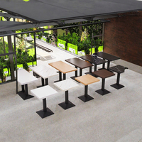 Table de salle à manger commerciale en bois massif pour 4 à 6 personnes, design moderne et contemporain, carrée ou ronde, avec chaises