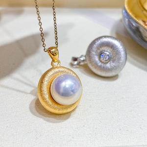 Precioso Colgante de Plata S925 con Cuentas Redondas de 9-12 mm, Accesorios de Perlas para DIY, Base Vacía para Collar de Mujer-31076 - Product Image 3