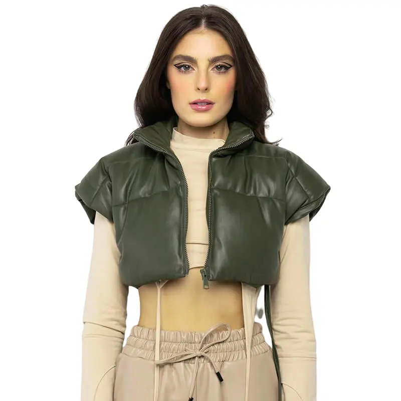डाकू के साथ 2022 सर्दियों नई Streetwear फसली बुलबुला Puffer बनियान महिलाओं लघु आस्तीन Hooded नीचे जैकेट गद्देदार Puffer कोट
