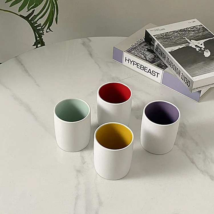 Fabrik Direkt verkauf matt benutzer definierte Logo Tee Milch Tasse Keramik Restaurant Trinkbecher Porzellan Kaffeetassen für Kaffee