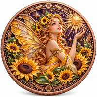 Pièce de monnaie personnalisée Fée des fleurs en cuivre pur 999 de 1 oz, impression UV en relief 3D, objet de collection, souvenir commémoratif, cadeau