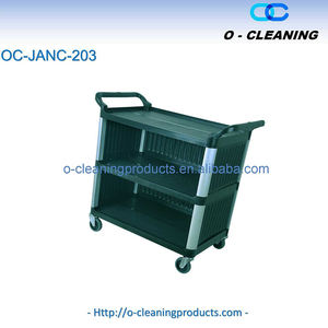 Chariot de service utilitaire en plastique à 3 niveaux O-Cleaning sur roues, chariot de restauration pour hôtel/restaurant, véhicule de collecte, camion de nourriture roulant - Product Image 4