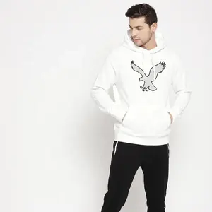 Großhandel 2019 Herren Weiß Bestickter Adler Kapuzen pullover Marke Sweatshirt Herren Hoodies Solid Pullover von EVERGLOW