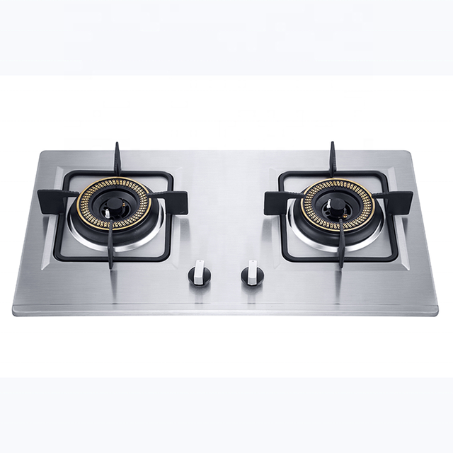 Fashion Attractive Design Smooth Surface Stainless Steel Gas Cooktop 2 Burner Electronic Hotel Household Use Built-In Cooker OEM