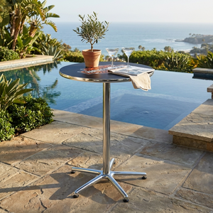 Mesa de Bar Giratoria Moderna <span class=keywords><strong>con</strong></span> <span class=keywords><strong>Ruedas</strong></span>, Estructura de Acero Móvil, Mesa Redonda de Pub, Mesa Alta Portátil para Bistro, Resistente para Uso en Hoteles - Product Image 2