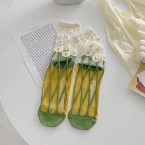 Summer Women Mid Calf High Tube Lace Mesh <b>Socks</b> Breathable Thin Glass Silk Crystal <b>Sock</b> - Product Image 3