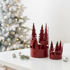 Portavelas Metálicos Rojos con Diseño de Árbol y Ciervo, Decoración Navideña para el Hogar 2026 - Product Image 2