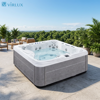 Bain à remous carré en acrylique V1001 avec fonctionnalités de massage par jets d'air et d'eau, spa extérieur
