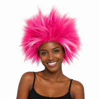 Perruque punk unisexe rose et violet dégradé à pointes, perruque synthétique moelleuse et amusante pour cosplay, événements sportifs et fêtes de carnaval