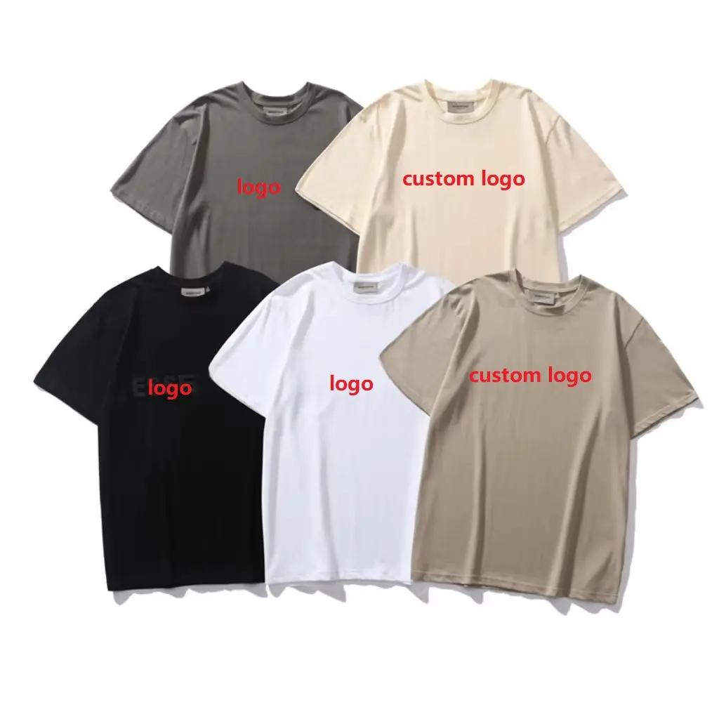 Venta al por mayor peso pesado Camiseta de algodón O-cuello esencial camiseta logotipo personalizado diseñador gráfico camisetas para los hombres