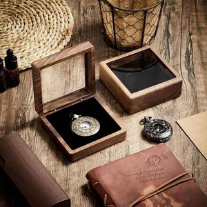 Wooden Pocket <b>Watch</b> Display Box Walnut Wood Rectangular Dustproof Storage <b>Case</b> For Jewelry Collectibles - Product Image 1