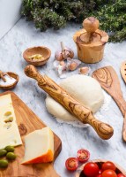 Rouleau à pâtisserie en bois d'olivier avec poignées |   Outil de cuisine tunisien fait main |   OEM / Vente en gros