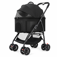 Poussette pour animaux de compagnie pliable et détachable pour l'extérieur, avec cadre en alliage et roues EVA 360°, en tissu sélectionné