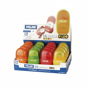 Ensemble d'affûteuse et de gomme à capsules fluorescentes Milan - Product Image 1