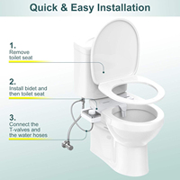 Accessoire de bidet non électrique pour toilettes, double buse, autonettoyant, pression d'eau réglable, eau froide, en stock aux États-Unis, vente en gros