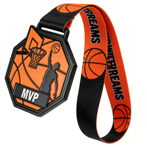 Medalla de Baloncesto MVP de Aleación de Zinc con Esmalte Suave Vibrante y Baño Negro, Personalización Exclusiva para Torneos Deportivos - Product Image 2