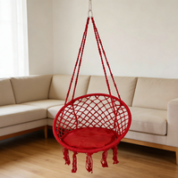 Fauteuil hamac en macramé moderne et portable en tissu doux avec petit coussin de dossier, capacité 120 kg, mobilier d'extérieur