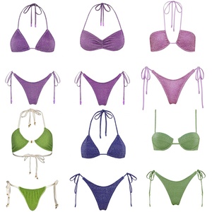 Tùy Chỉnh Người Phụ Nữ Sang Trọng Màu Sắc Tinh Khiết Bikini Set Chất Lượng Cao Tam Giác Đồ Bơi Liền Mạch Thong Thiết Kế Đồ Bơi Cho Bãi Biển & Tắm - Product Image 1
