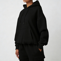 Ensemble de survêtement décontracté pour femme, hiver, couleur unie, écoresponsable, avec sweat à capuche à épaules tombantes et pantalon de jogging, poche kangourou, pour le quotidien