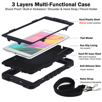 Étui de tablette robuste en silicone OEM avec protection des coins, idéal pour les voyages d'affaires, avec sangle et support pour Samsung Tab 8.0