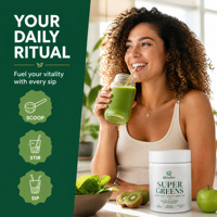 Poudre de boisson santé verte Qbioflex en marque privée, mélange de fruits et légumes pour le soutien digestif et immunitaire, poudre de super-aliments verts