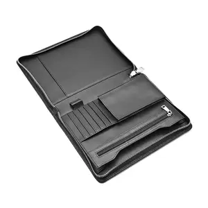 Custom Embossed Logo Luxury Tablet Padfolio Holder Leather Business Office Notebook Folder Executive Leather Portfolio