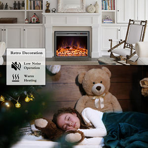 Luxstar 30-Inch elektrikli şömine ısıtıcı ekler 1500W gerçek alev LED ışıkları uzaktan kumanda Modern tasarım ucuz ev için - Product Image 6