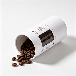 Durable <b>Round</b> Cylinder Coffee <b>Box</b> Visual Window Rigid Cardboard Tube Custom Branded Packaging <b>Box</b> - Product Image 1