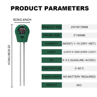 Compteur de sol 3-en-1 pour l'humidité, la lumière, les tests de pH, aucune batterie nécessaire, testeur de pelouse de ferme de jardin