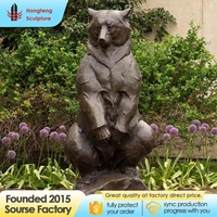 Statue d'animal en métal moderne décorative pour jardin extérieur, sculpture d'ours grizzly en bronze coulé grandeur nature, fabrication artisanale depuis plus de 10 ans, à vendre