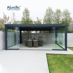 Thanh lịch vườn pergola nhôm không thấm nước <span class=keywords><strong>gazebo</strong></span> thiết kế hiện đại với ánh sáng LED - Product Image 4