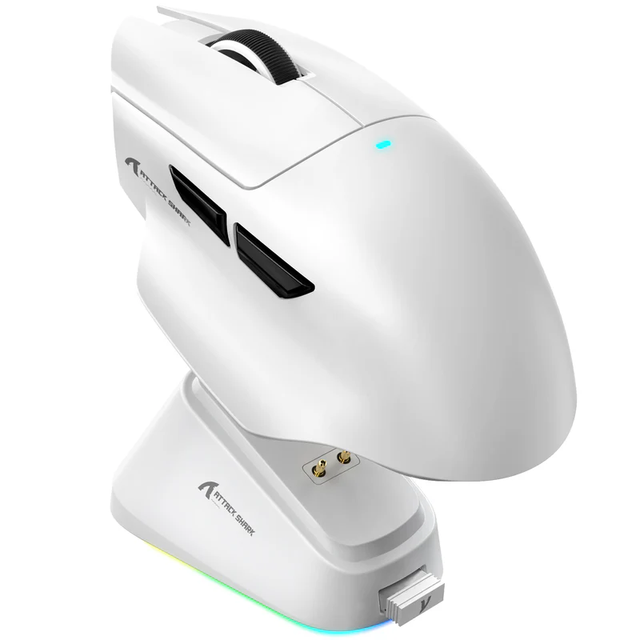New Attack Shark V6 With Magnetic Charging Dock Wireless Gaming Mouse Tri-Mode Bluetooth Gaming Mouse Rgb Lighting Gaming Mouse