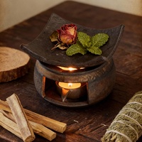 Chauffe-thé en céramique rétro pour la maison, brûleur d'encens avec plateau et support pour bougie chauffe-plat, design Wabi Sabi, écologique et parfumé