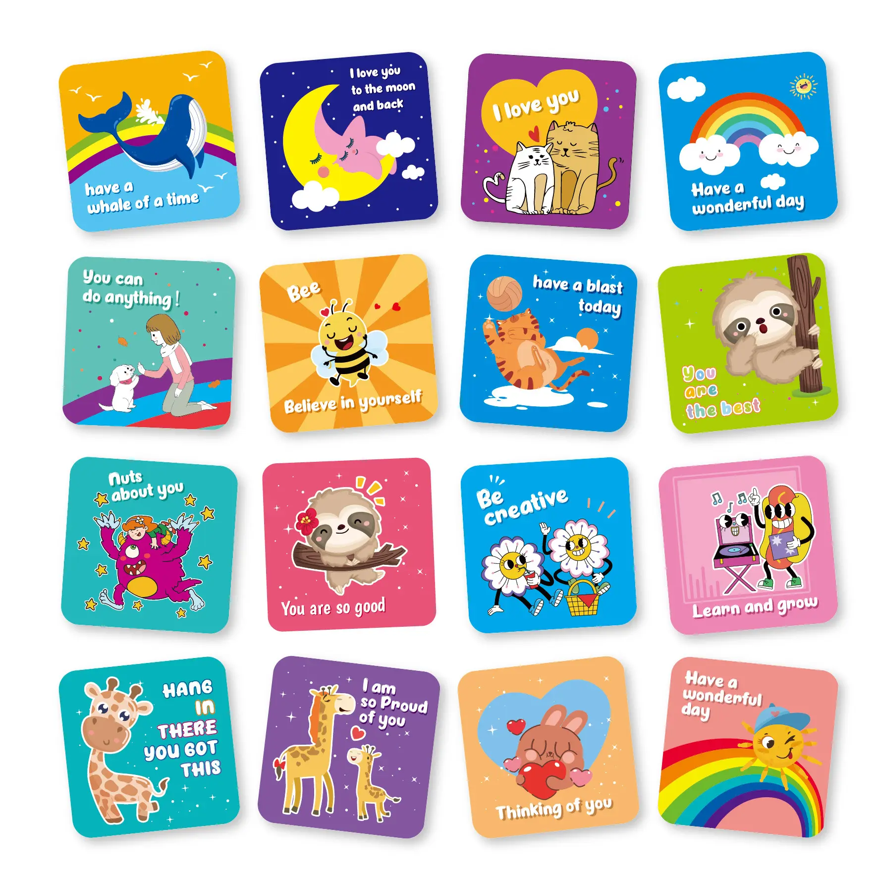 New 60 pcs lunch box notes for kids cute motivational and Inspirational thinking of you cards for boys and girls lunchbox