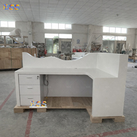 Comptoir d'accueil en forme de L, bureau d'information contemporain pour cabinet médical, fabricant chinois OEM de comptoirs de réception pour salons de beauté