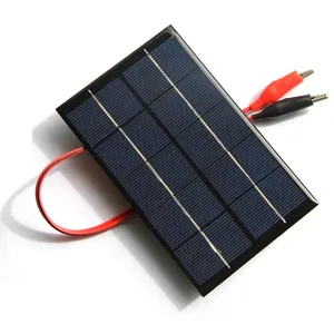 BUHESHUI 5V 2W Polycrystalline Solar Panel Solar Cell+Clip For Charging Battery System Light Study