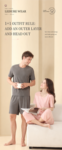 Conjunto <span class=keywords><strong>de</strong></span> Pijamas <span class=keywords><strong>de</strong></span> Seda Helada Acanalada para Parejas al <span class=keywords><strong>por</strong></span> Mayor: Camiseta <span class=keywords><strong>de</strong></span> Manga Corta para Hombre y Pantalones Largos para Mujer, Suave y Transpirable - Product Image 4