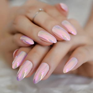 Nuevas <span class=keywords><strong>uñas</strong></span> cromadas almendra neón longitud media <span class=keywords><strong>Rosa</strong></span> lujo Prensa en <span class=keywords><strong>uñas</strong></span> - Product Image 5