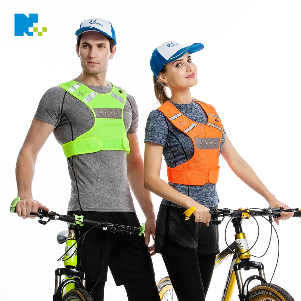 High Visibility LED Flash Safety Vest net Customized Logo with LED Light LED Reflective Luminous Bicycle Vest Mesh Breathable